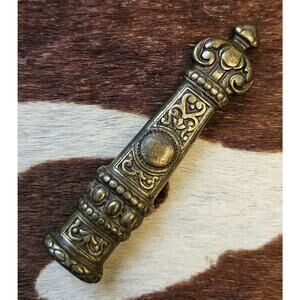 Rare Vintage Victorian Ornate Bronze Brass Embroidery Sheath For Scissors. 3"